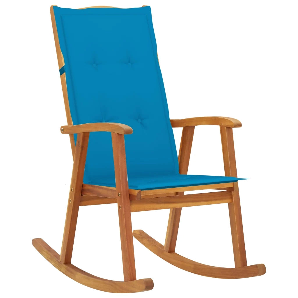 Sedia a Dondolo con Cuscini in Legno Massello di Acacia cod mxl 40461
