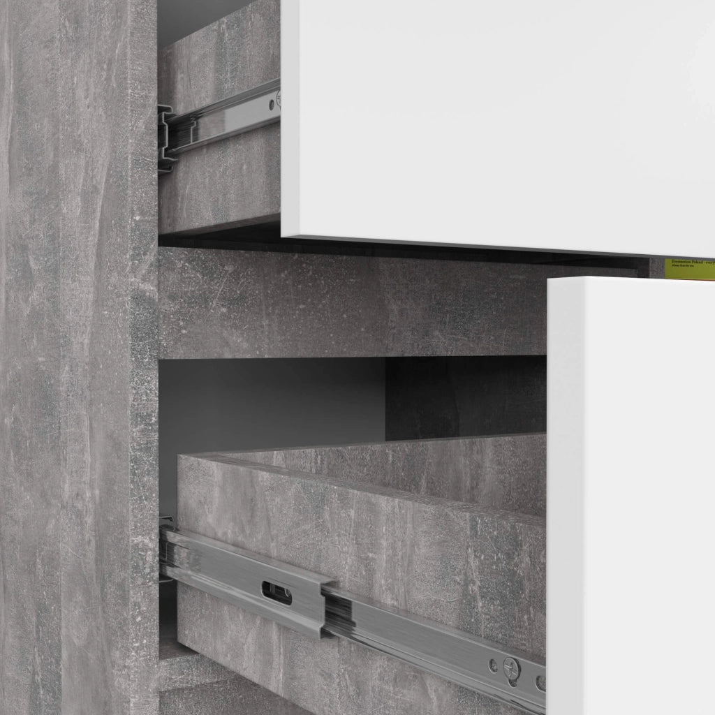 Cassettiera AKORD JERRY Cassettiera Cemento 80 cm 1 anta 3 cassetti inserto frontale Bianco 80x35x77 cm