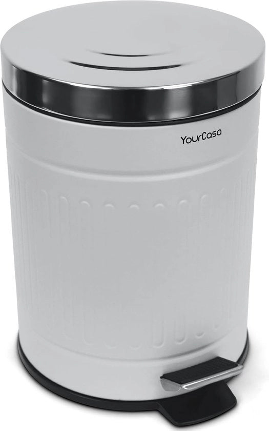 Contenitore di rifiuti bagno 5L in acciaio inossidabile [Design Retro] per bagno e salotto - contenitore di cosmetici con coperchio e chiusura soft - contenitore di rifiuti bagno contenitore di rifiuti bagno contenitore di rifiuti piccolo.
