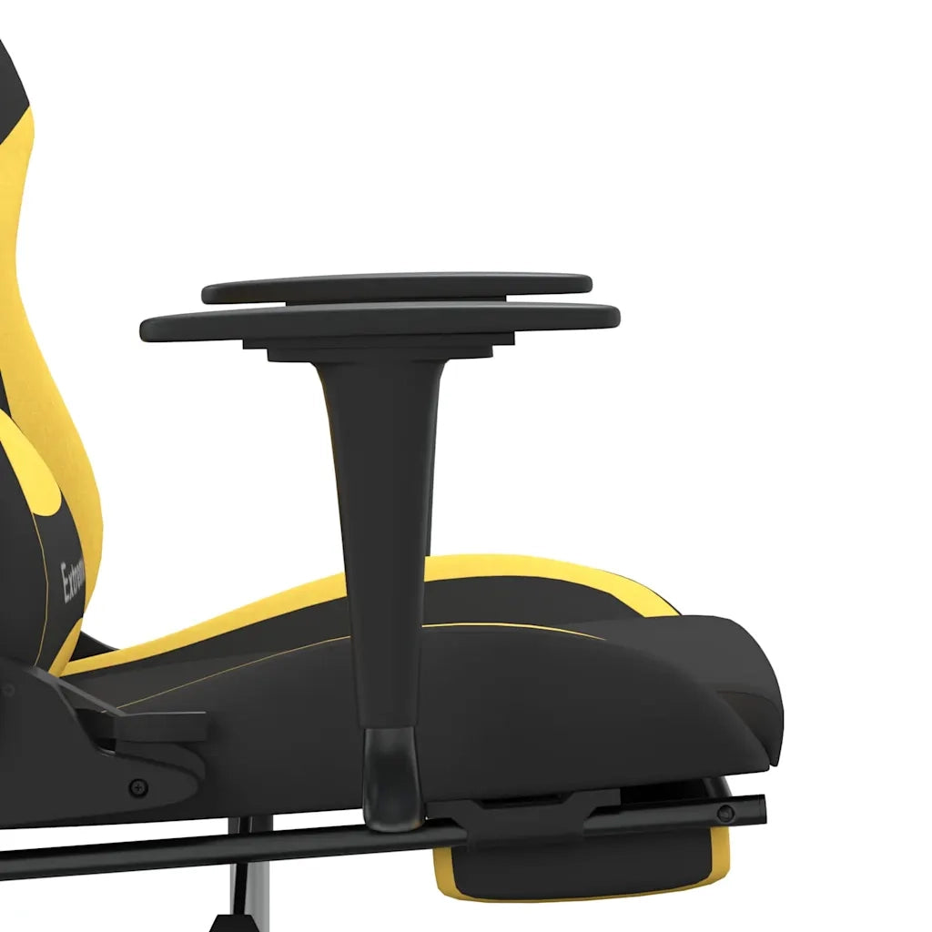 Sedia da Gaming | Sedia da e-sports Massaggio e Poggiapiedi Tessuto Nero e Giallo