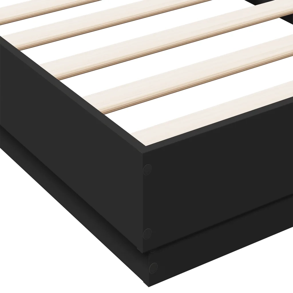 Letto singolo | Letto per adulti | Giroletto con LED Nero 75x190 cm