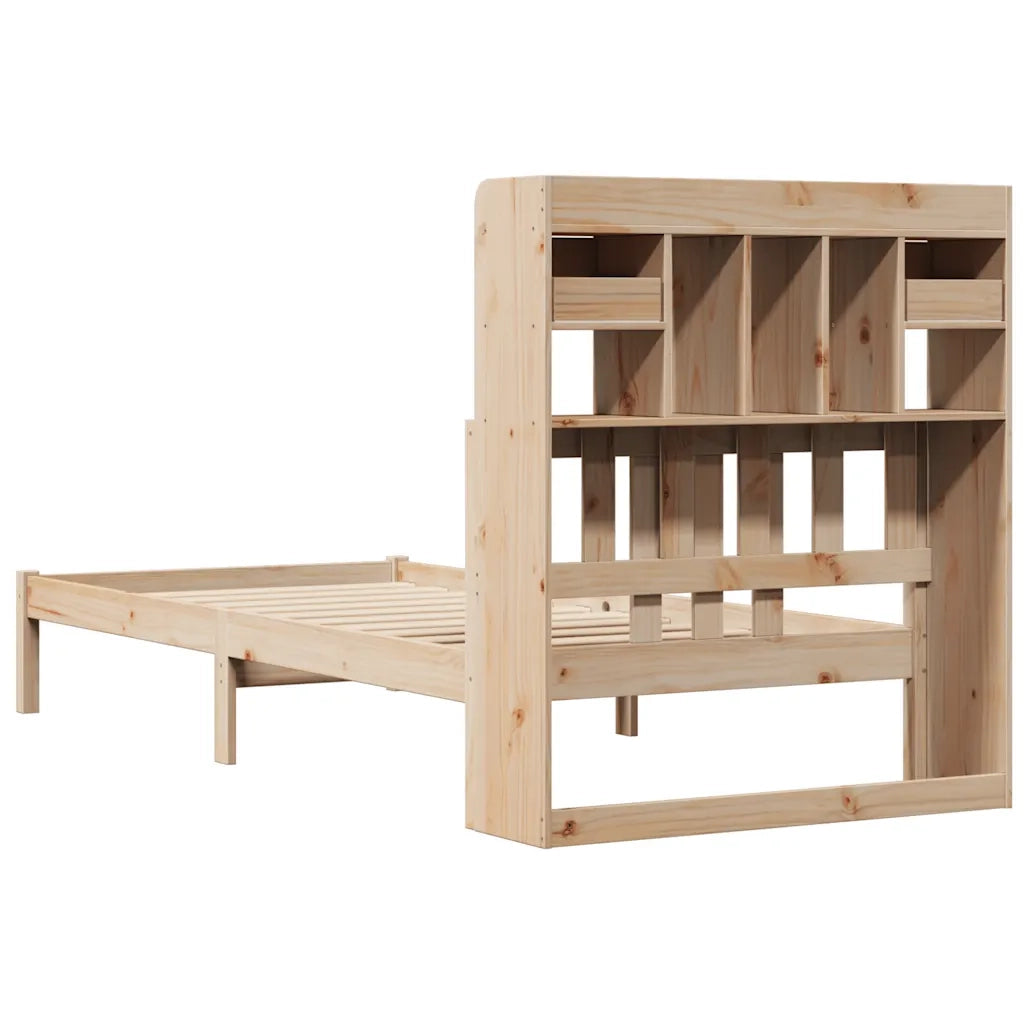 vidaXL Giroletto con Libreria senza Materasso 75x190 cm in Legno Pino