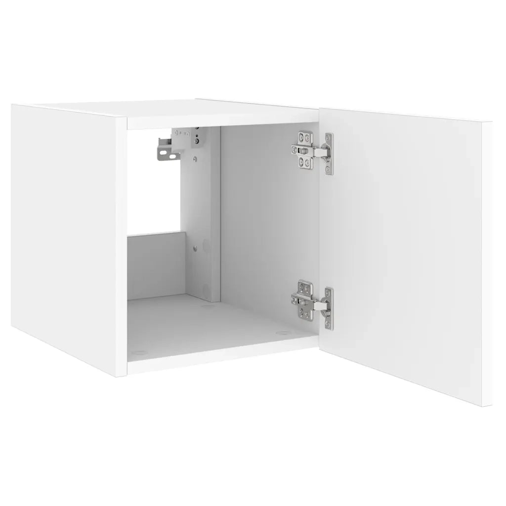 Mobili TV a Parete con Luci LED 2pz Bianchi 40,5x35x40 cm