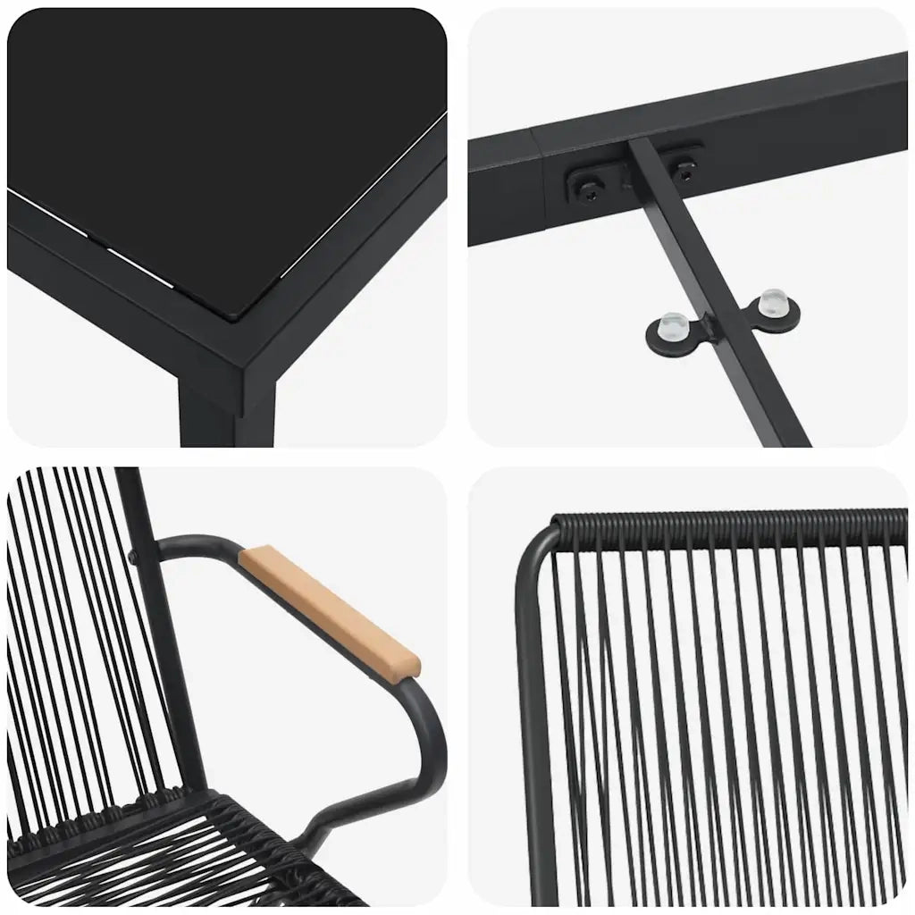 Set da Pranzo per Giardino 5 pcs Nero 3379173