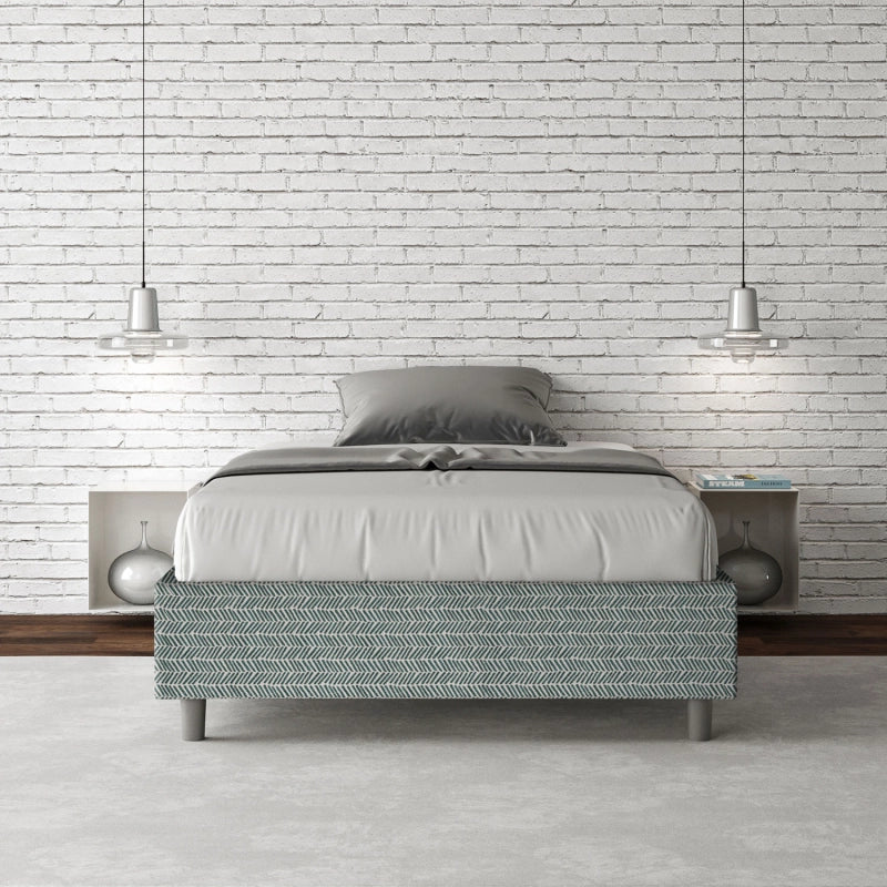 Letto Sommier imbottito 1 piazza e mezza 120x200 cm tessuto Aragona Azelia - Contenitore,Azzurro