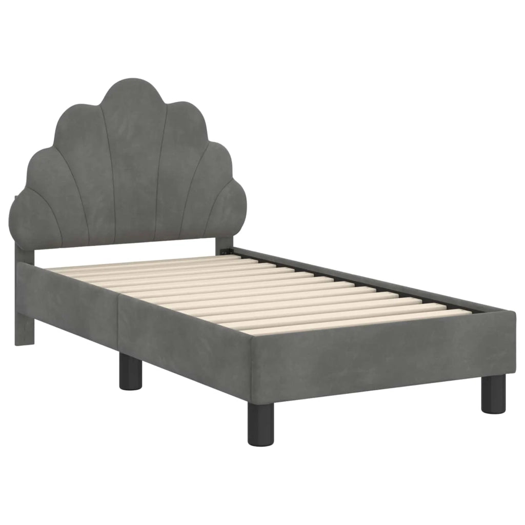 Struttura letto per bambini con testata-Giroletto per bambini Grigio Scuro Velluto 162135