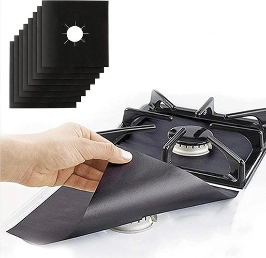 Hoezen per forno a gas (10 pezzi) - Lamiere di protezione antifouling extra spesse per bruciatori a gas, guanti per forni a gas - Mantieni pulito il forno (27*27cm) - nero - 27x27cm