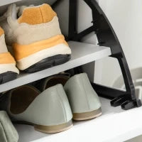 Mobile Scarpiera Moderno per 12 Paia di Scarpe con 2 Ante a Ribalta e Cassetto, 76x26x110 cm, Bianco