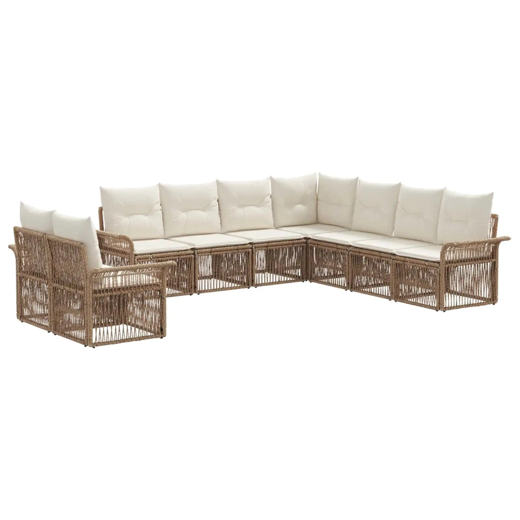 Set Divano da Giardino 9 pcs Beige polyrattan 3434871