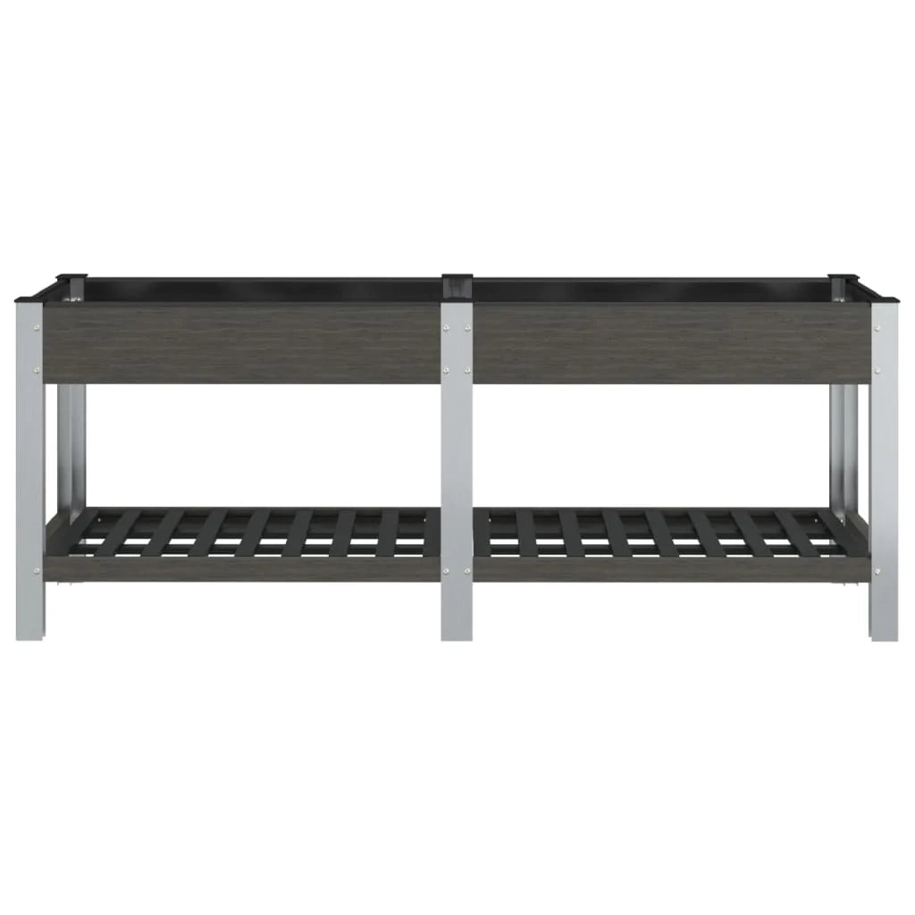 Fioriera rialzata per piante fiori patio o giardino con ripiano 200 x 50 x 75 cm WPC grigio 02_0039775