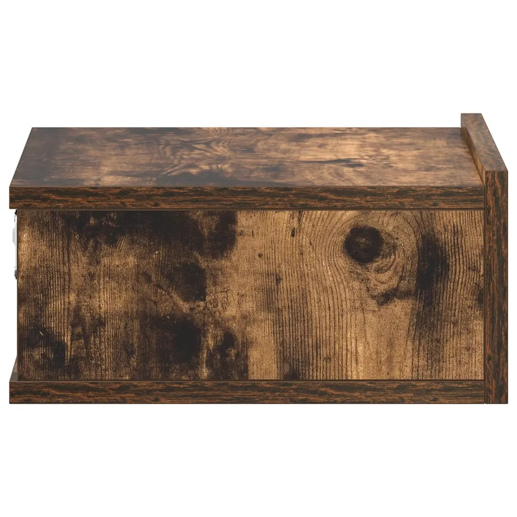 Comodino Pensile-Tavolino da notte Rovere Fumo 40x30x15 cm in Legno Multistrato