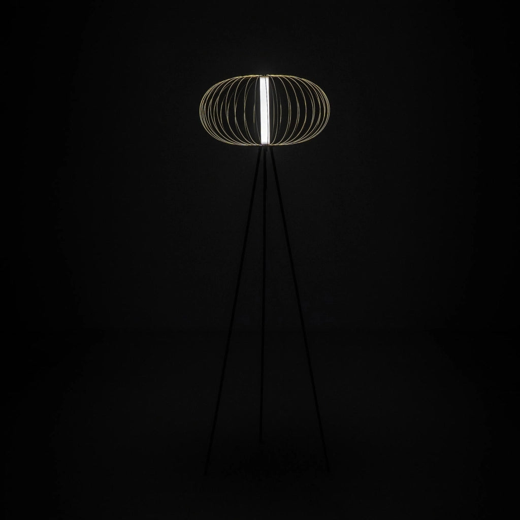 Lampada da Terra a LED 50x50xH150 cm in Acciaio e Metallo Mizar Ottone Lucido