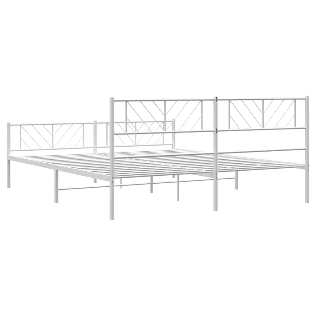 Letto matrimoniale | Letto per adulti | Giroletto con Testiera e Pediera Metallo Bianco 180x200 cm