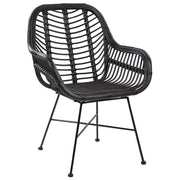 Poltrona Rattan Vimini Nero Gambe in Metallo Nero Soggiorno Sala da Pranzo
