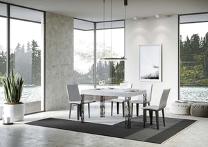 Tavolo Allungabile 140-244x90x77 cm Ghibli Bianco Frassino Telaio Antracite