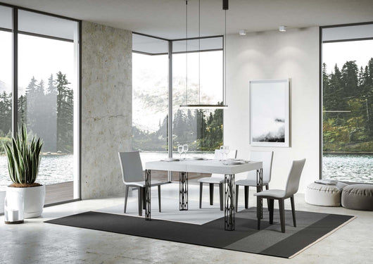 Tavolo Allungabile 140-244x90x77 cm Ghibli Bianco Frassino Telaio Antracite