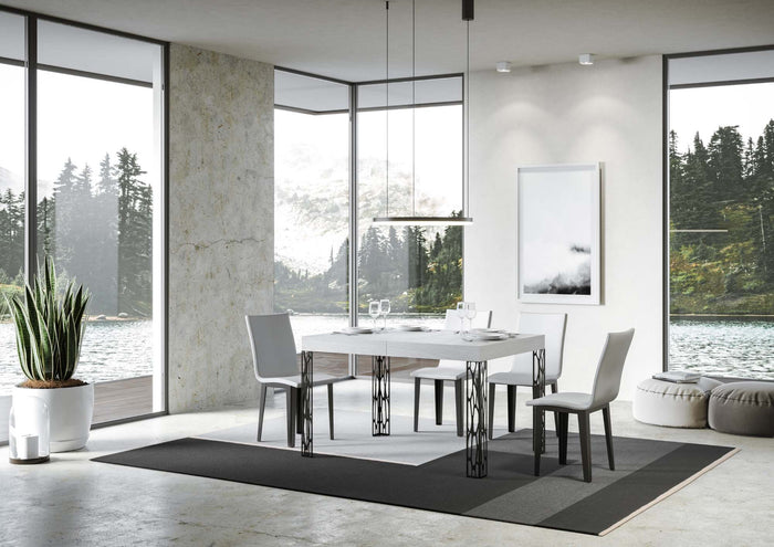 Tavolo Allungabile 140-244x90x77 cm Ghibli Bianco Frassino Telaio Antracite