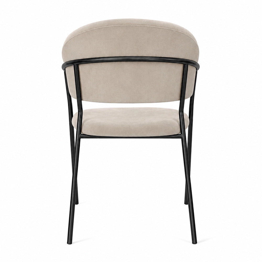 Sedie da pranzo set da 4 Aurelia in velluto grigio tortora con gambe nere