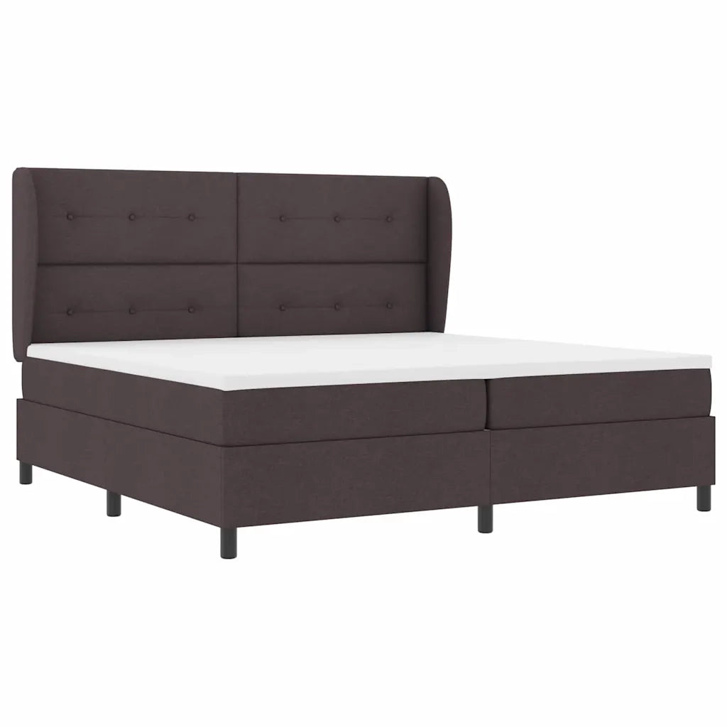 Letto a molle con testiera Marrone scuro 200 x 200 cm Tessuto 3340588