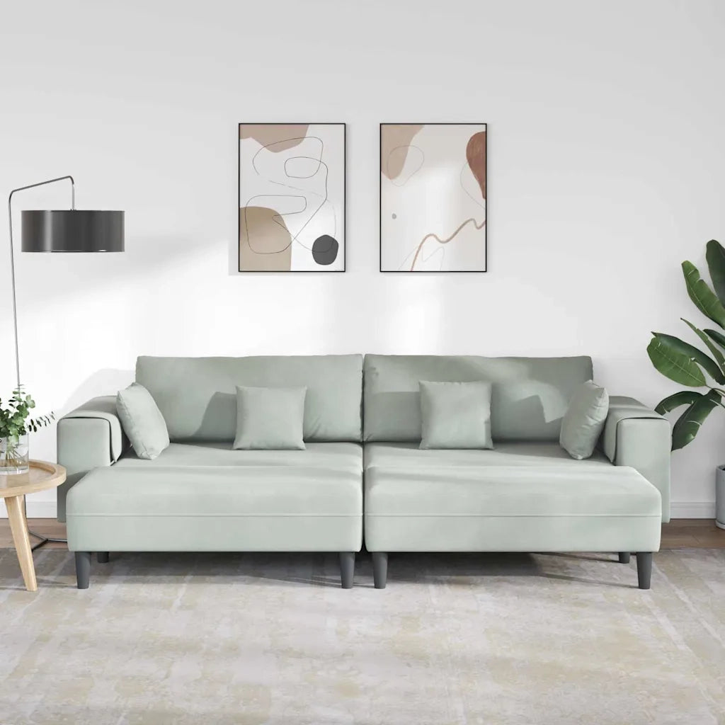 vidaXL Divano in Velluto 3 pcs Grigio chiaro 208 cm Velluto