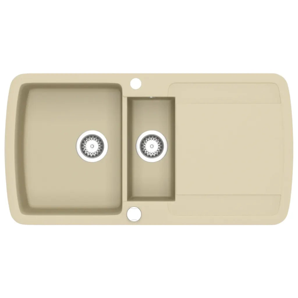 Lavello da Cucina in Granito Vasca Doppia Beige CFW3499638