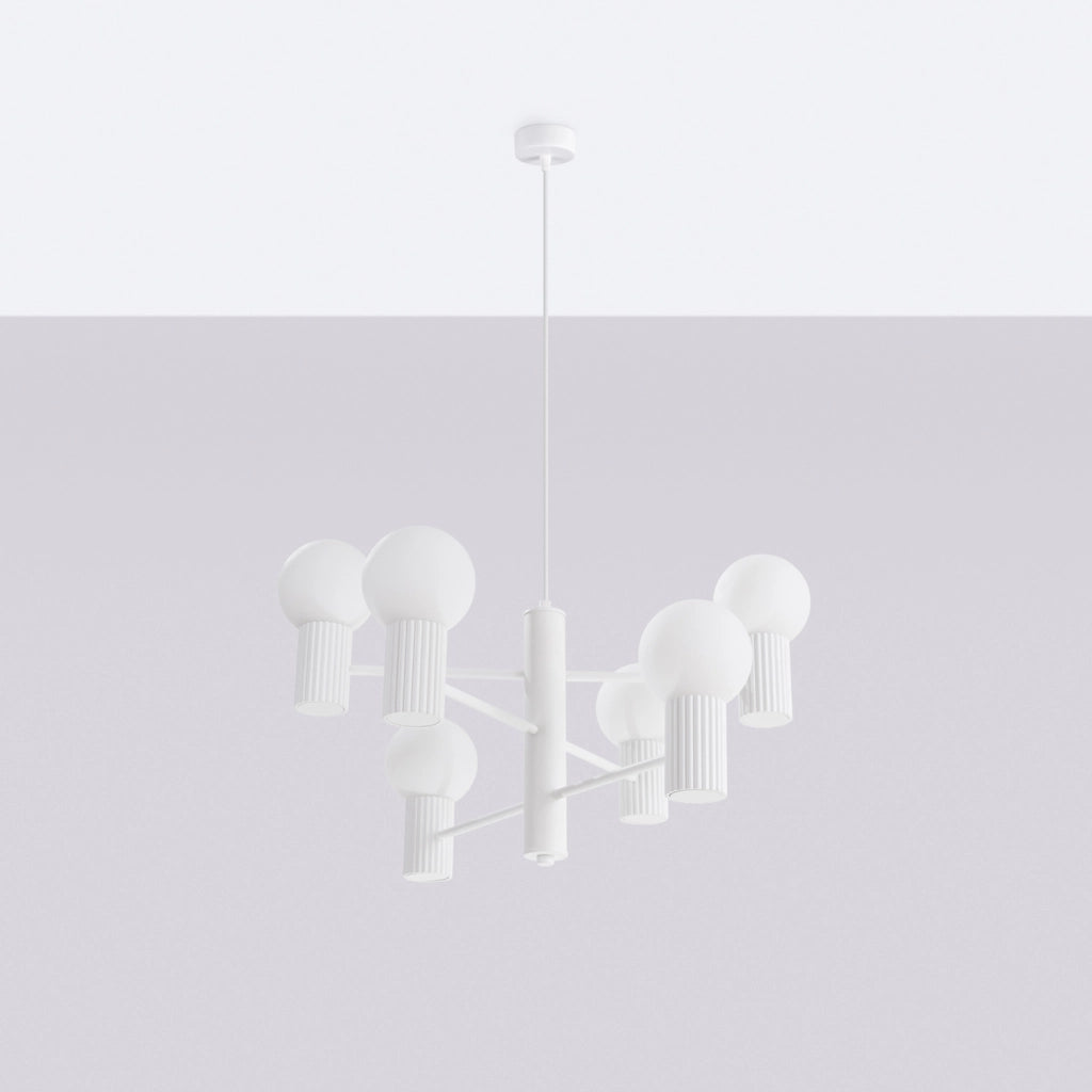 Lampadario moderno bianco sfere vetro 6xG9 SFERA Pure Lume