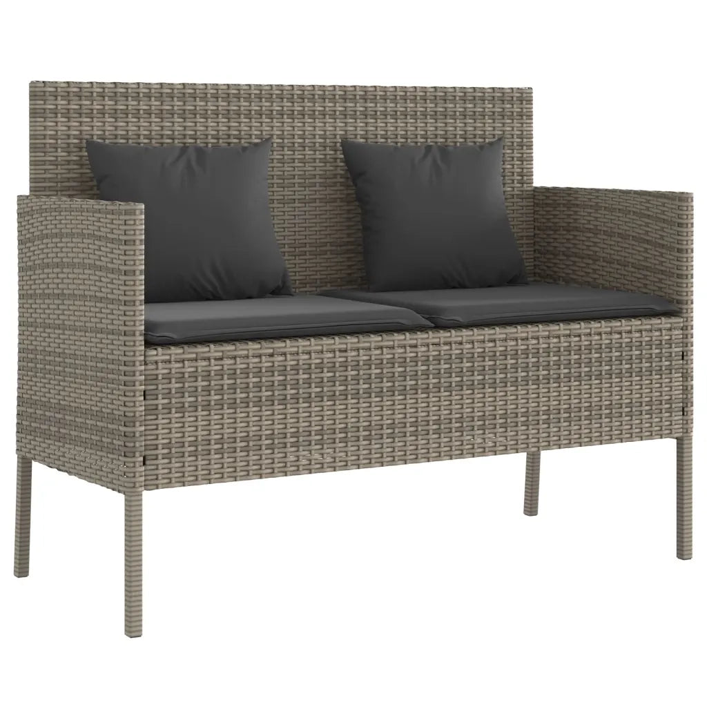 Panca da Giardino con Cuscini Grigia in Polyrattancod mxl 112892