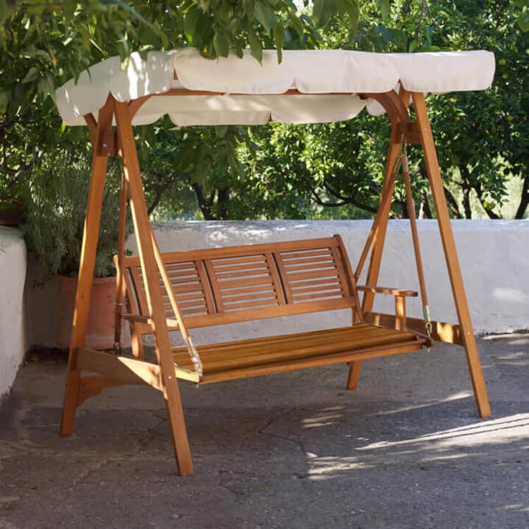 Dondolo da Giardino 3 posti in Legno Acacia cm 206x130x200 - ALADIN