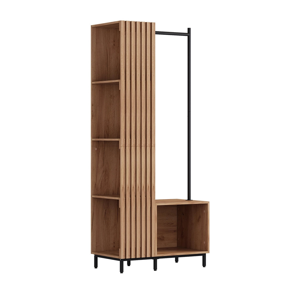 Vicco Armadio da ingresso Quercia dorata 80 x 187 cm con 5 scomparti portaoggetti