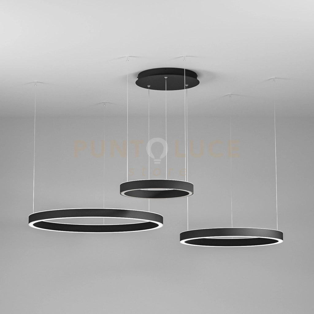 CRISEIDE S/3D - LAMPADARIO A SOSPENSIONE 3 LUCI NERO A LED DIMMERABILE 100W(25W+35W+40W) 5100LM  3000K