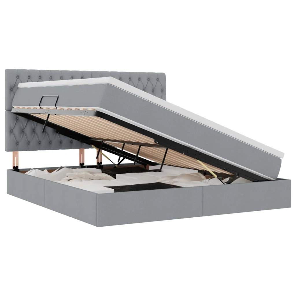 Letto con contenitore e materasso Grigio chiaro 160 x 200 cm