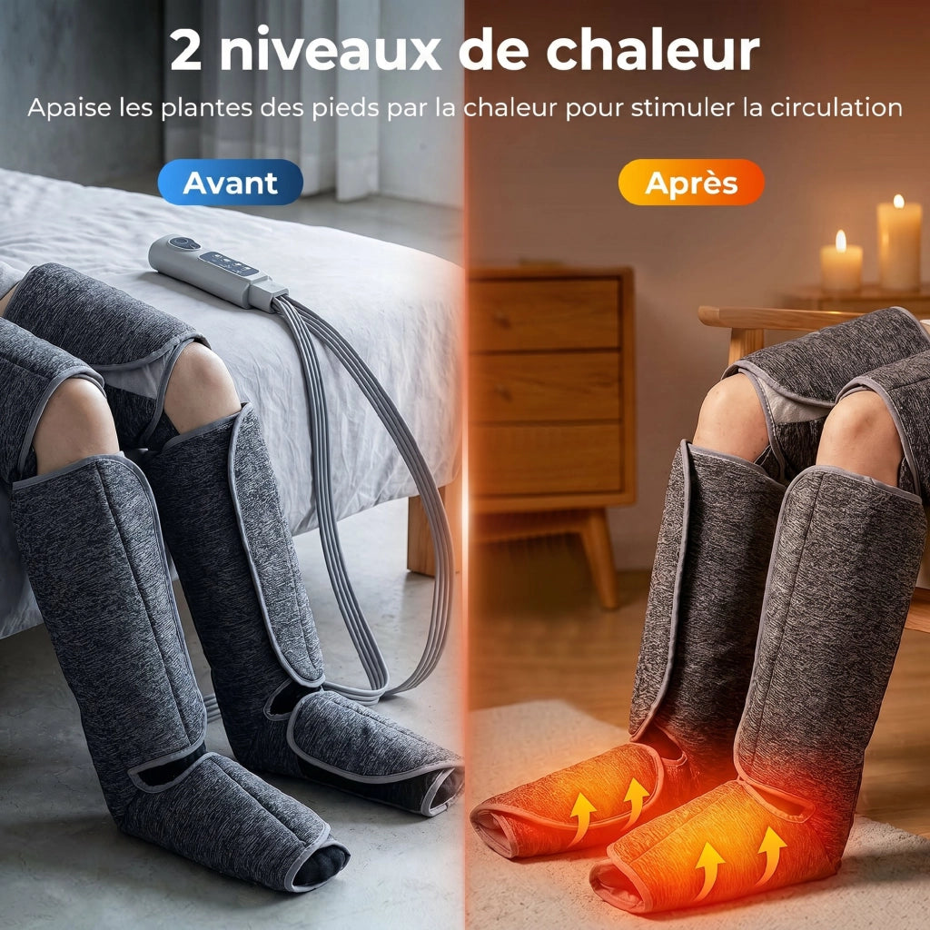 Masseur de Jambes, Compression Mollets Genoux Pieds avec Chaleur
