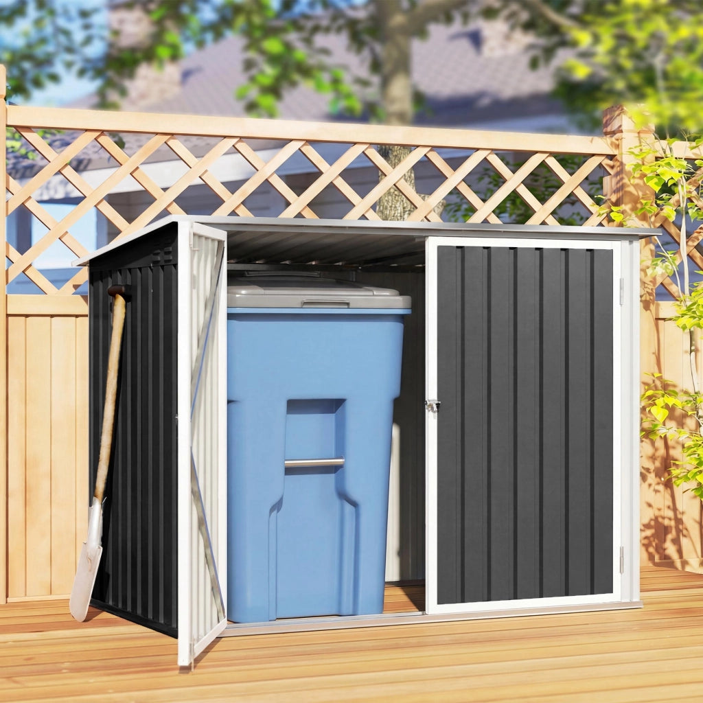 Capanno Giardino, Organizer Bidoni Spazzatura Orizzontale, Grigio Scuro