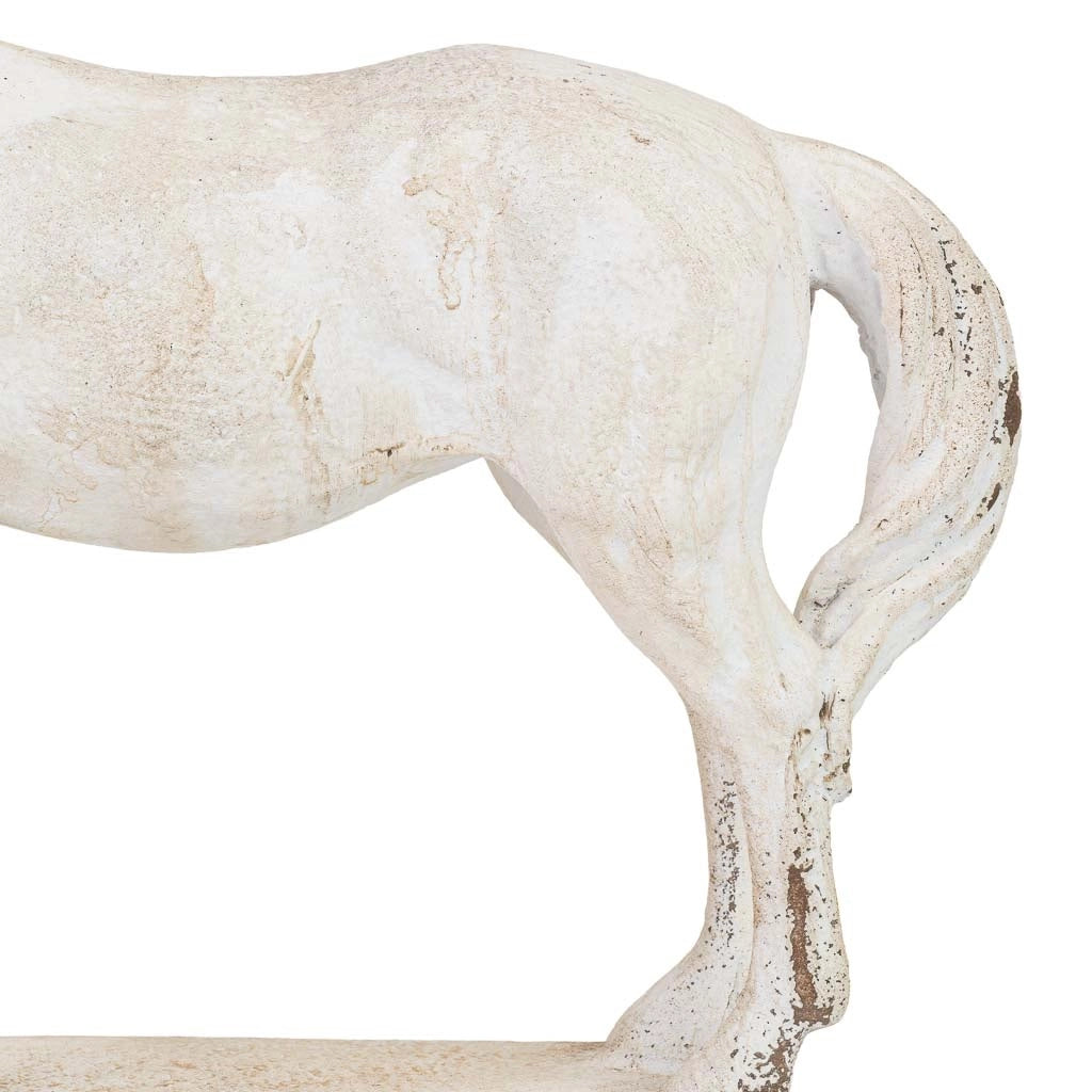 Statuetta decorativa a forma di cavallo in resina bianca, 38 x 11 x 32,5 cm (altezza)