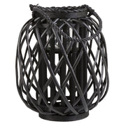 Lanterna in legno di salice Nero e vetro 30 cm per interni ed esterni scandinavi