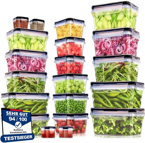 Set di contenitori alimentari con coperchi, 40 pezzi, grande capacità (20 contenitori + 20 coperchi), box da pranzo per la cucina, contenitori da picnic per microonde e frigorifero, 100% impermeabili, BPA-free.