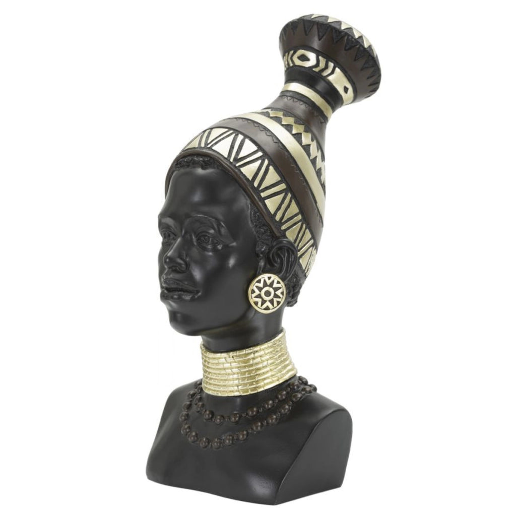 Scultura Africa 7, Nero, Poliresina, 23x19x38,5 cm