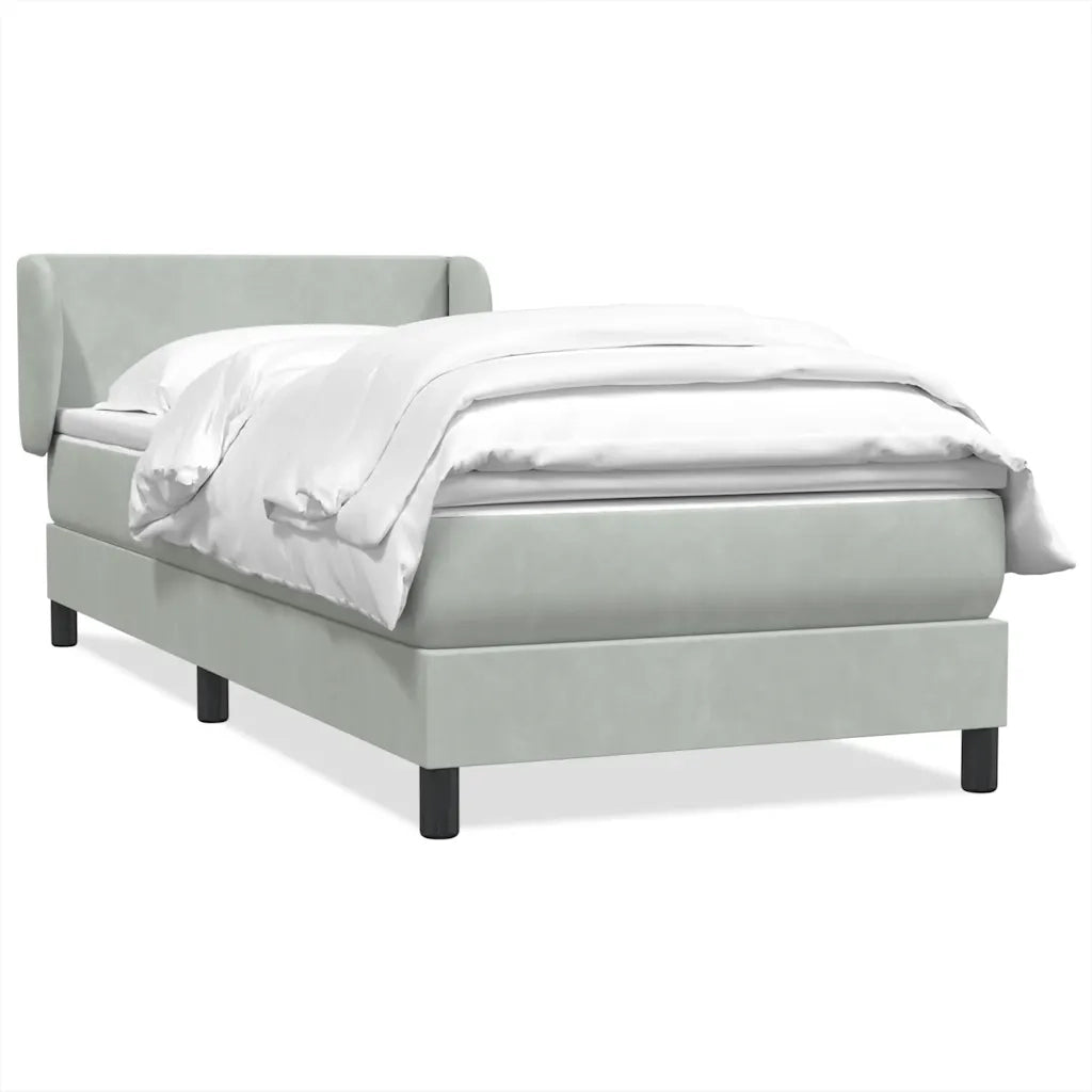 Giroletto a Molle con Materasso Grigio Chiaro 80x220 cm Velluto 3317379