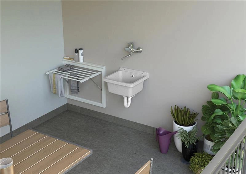 PILOZZO A PARETE COLOR GRANITO IN RESINA IDEALE PER LAVANDERIE GARAGE TERRAZZI OFFICINE O GIARDINI 40X40X19 CM