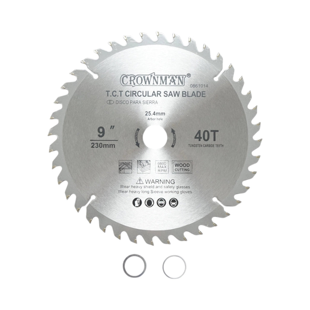 Disco circolare widia per legno 230x25,4mm, max. velocità. Crownman da 6600 giri/min, 40 denti