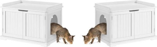 Cassa per Gatti - Abitazione per Gatti - Porta Gatti - Mobile per Animali - Casa per Animali - Comodino - Cassa per Gatti con Parete Divisoria - Mobile - Cassa per Animali - 75,5 x 51 x 52,5 cm - Bianco
