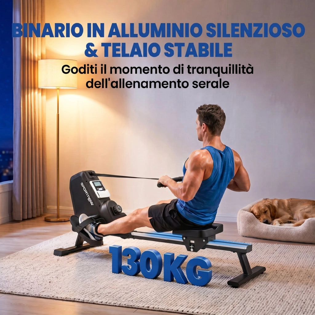 Vogatore Domestico 16 Livelli Resistenza Magnetica Binario Alluminio Bluetooth Compatibile APP Nero