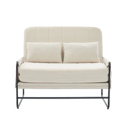 Klappsofa Beiger Chenille – Multifunktionales Zweisitzer-Sofa mit Metallgestell und Stauraum