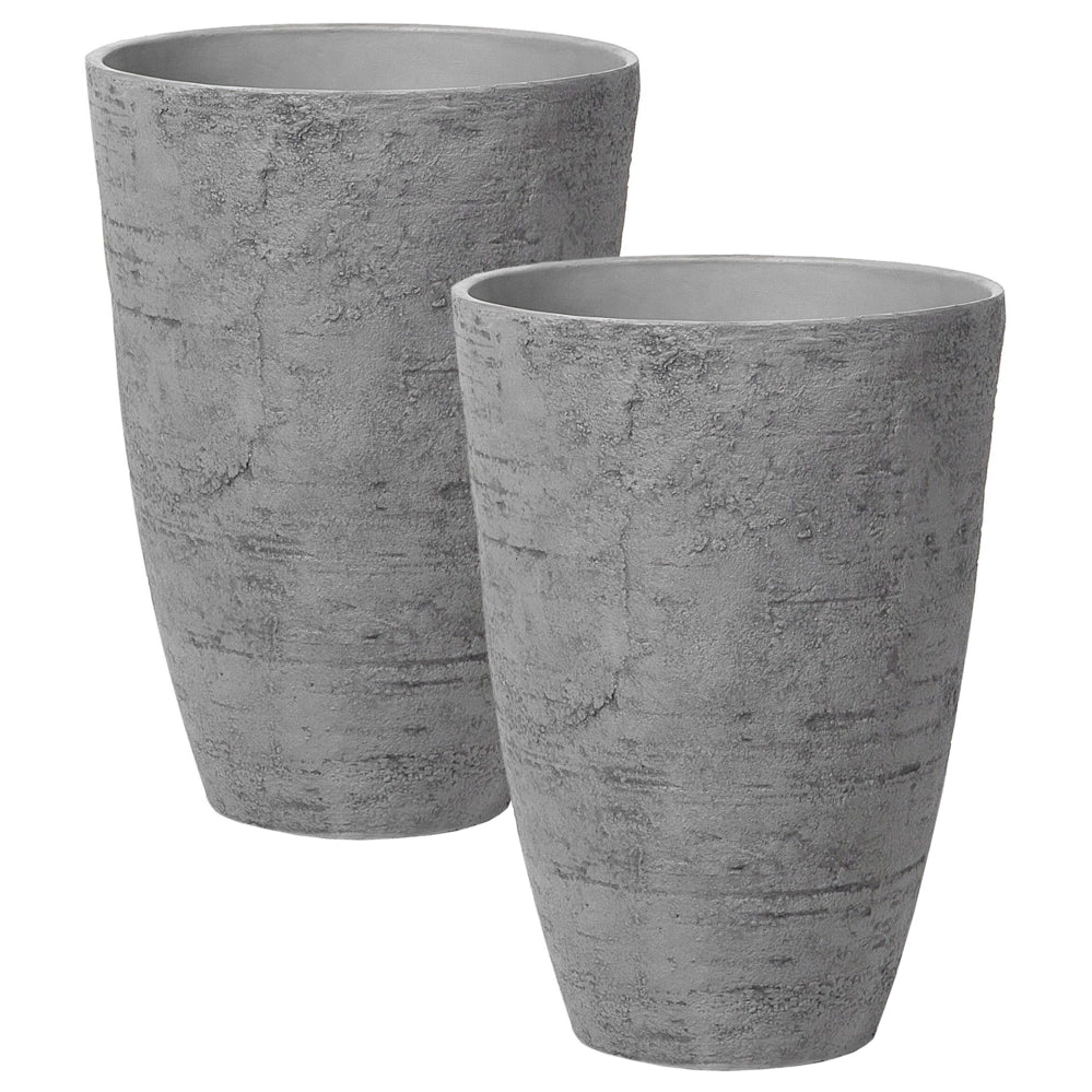 Set di 2 vasi tondi polvere di pietre per interno ed esterno grigio soggiorno balcone giardino