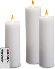 Set di 3 candele LED senza fiamma, alimentate da batterie, senza rischio di incendio, realizzate con materiale paraffinato.