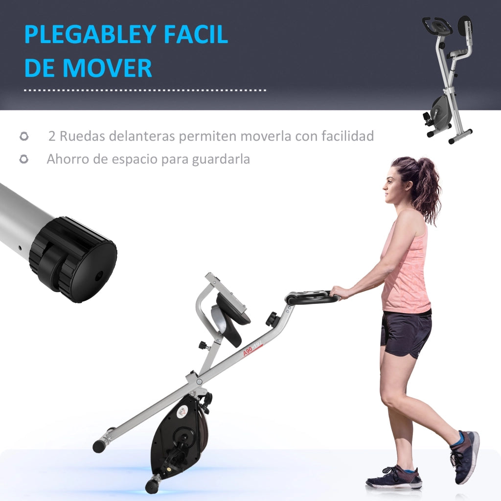 Bicicletta Statica Pieghevole con Schienale ¨C zephmum ¨C Grigio
