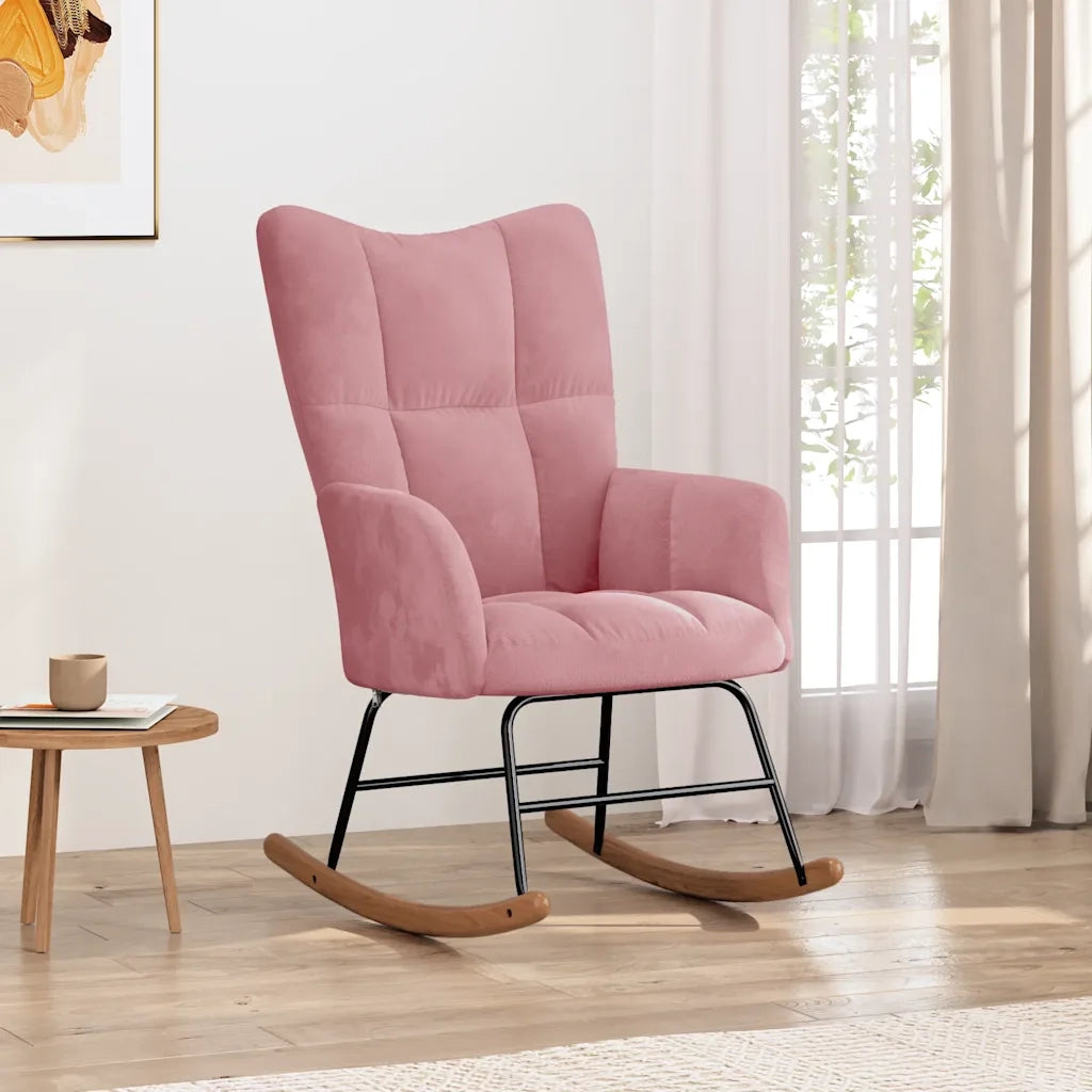 Sedia a Dondolo Rosa in Velluto 328143