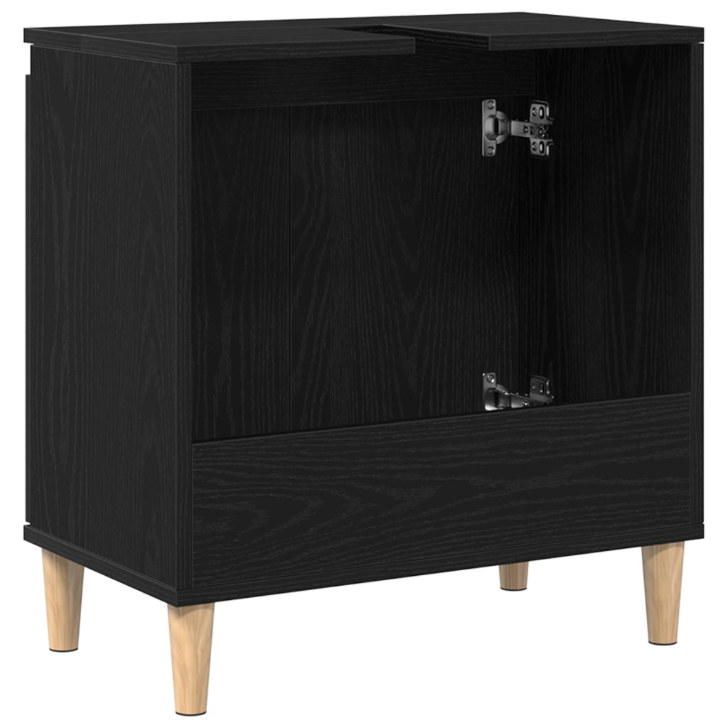 Mobile Lavabo Nero Rovere 58x33x60 cm Legno Ingegnerizzato