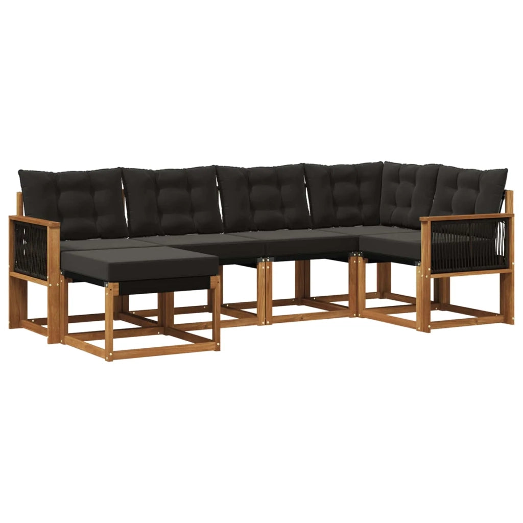 Set di divani da esterno 6 pz Naturale e Nero 3382064