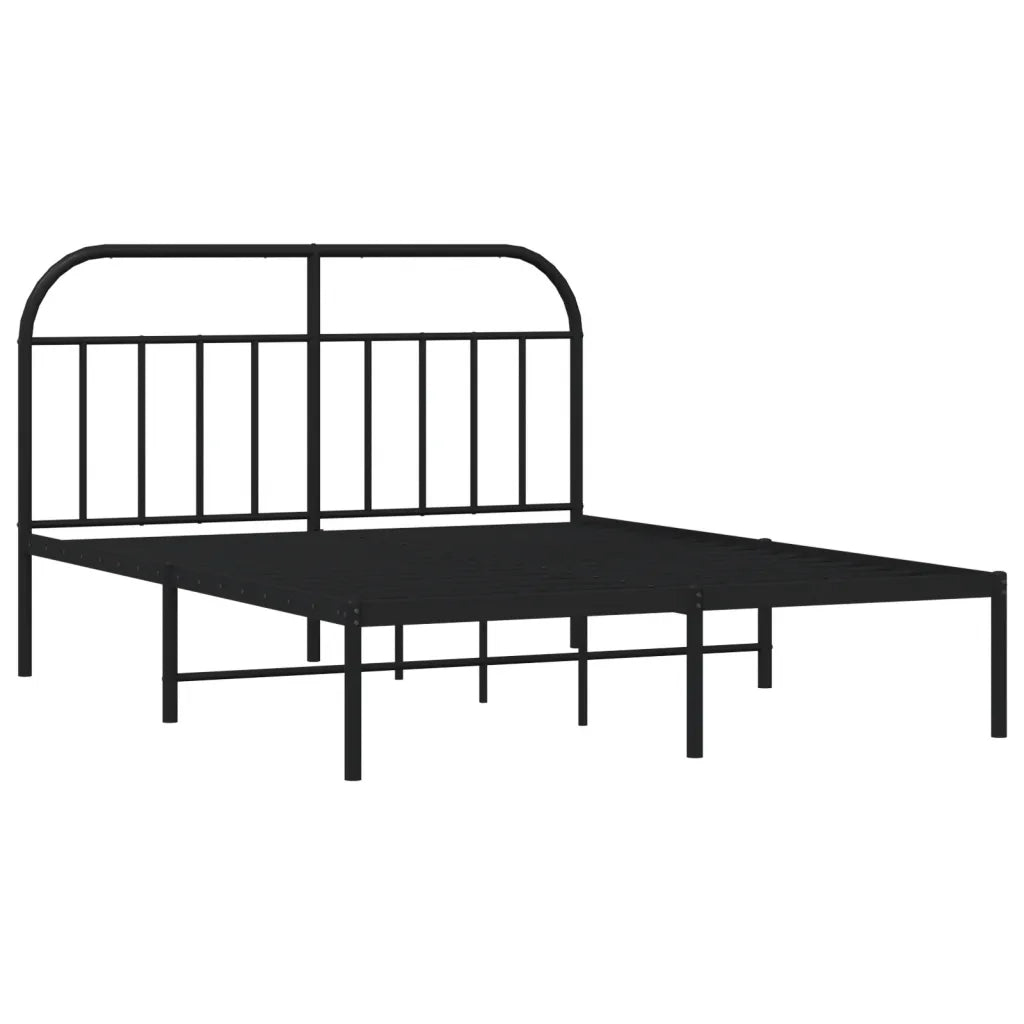 Giroletto con Testiera-Struttura Letto con testiera in Metallo Nero 140x200 cm 158713